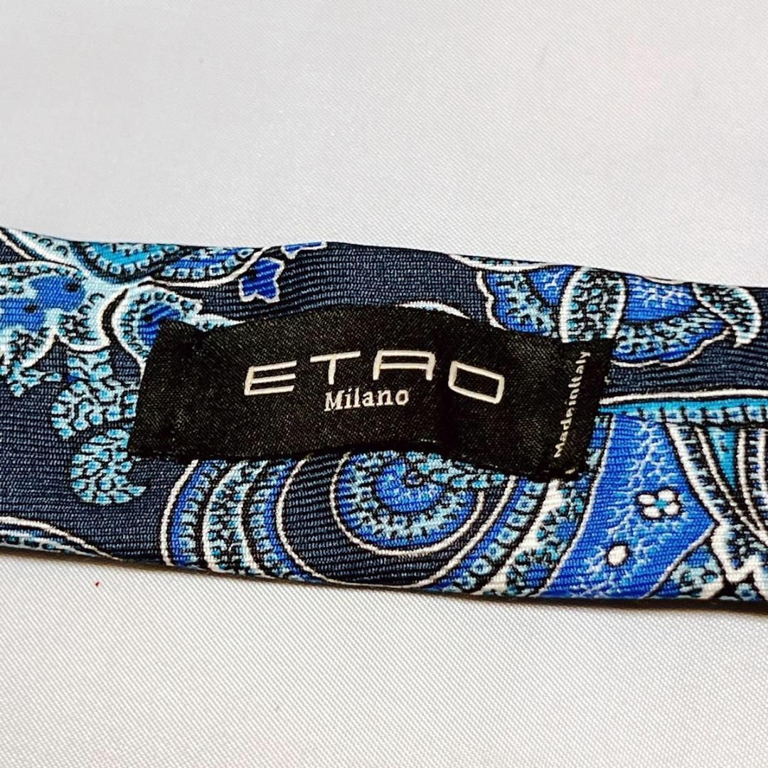 ETRO(エトロ)の【美品】ETRO エトロ　高級シルク100％ ネクタイ　ペイズリー柄　総柄　紺 レディースのファッション小物(ネクタイ)の商品写真