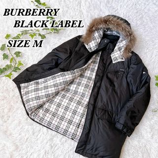 バーバリーブラックレーベル(BURBERRY BLACK LABEL)のバーバリー　ブラックレーベル　ダウンジャケット　ファー　ブラック　黒　M(ダウンジャケット)