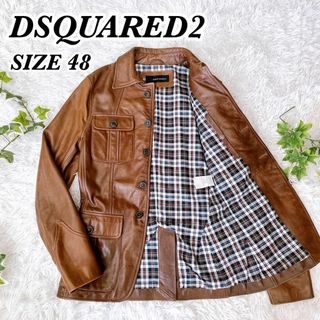 ディースクエアード(DSQUARED2)の希少　DSQUARED2 ディースクエアード　カーフレザー　レザージャケット(レザージャケット)