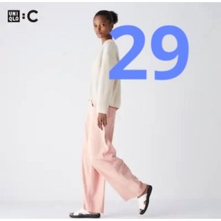 ユニクロ(UNIQLO)の【新品】UNIQLOC　ワイドストレートジーンズ　PINK　29(デニム/ジーンズ)