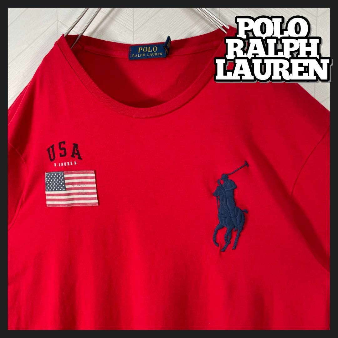 POLO RALPH LAUREN(ポロラルフローレン)のポロラルフローレン Tシャツ 半袖 ビックポニー 刺繍 USA 星条旗 メンズ メンズのトップス(Tシャツ/カットソー(半袖/袖なし))の商品写真