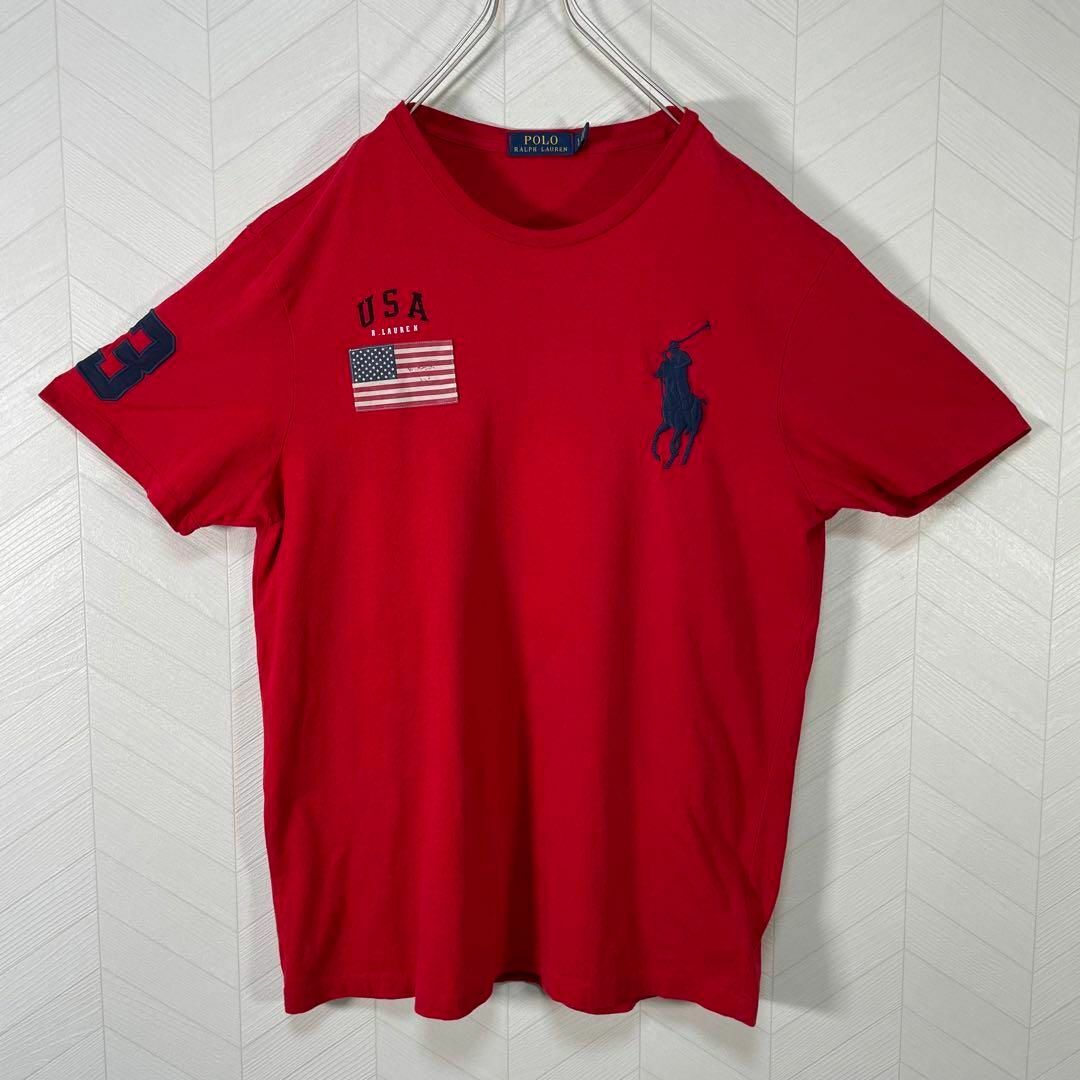 POLO RALPH LAUREN(ポロラルフローレン)のポロラルフローレン Tシャツ 半袖 ビックポニー 刺繍 USA 星条旗 メンズ メンズのトップス(Tシャツ/カットソー(半袖/袖なし))の商品写真