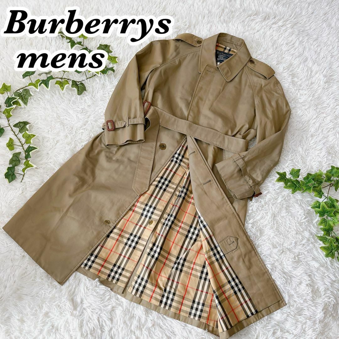 BURBERRY(バーバリー)のバーバリー　メンズ　男性　ステンカラーコート　カーキ　ベルト付き　Lサイズ相当 メンズのジャケット/アウター(ステンカラーコート)の商品写真