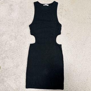 ザラ(ZARA)のZARA ワンピース タンクトップ 黒(ミニワンピース)