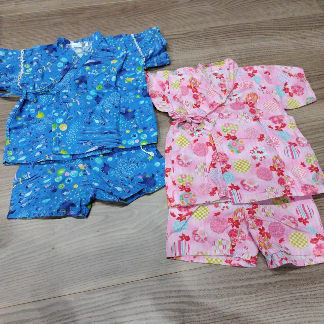 男女双子　甚平　浴衣　パジャマ キッズ/ベビー/マタニティのキッズ服男の子用(90cm~)(甚平/浴衣)の商品写真