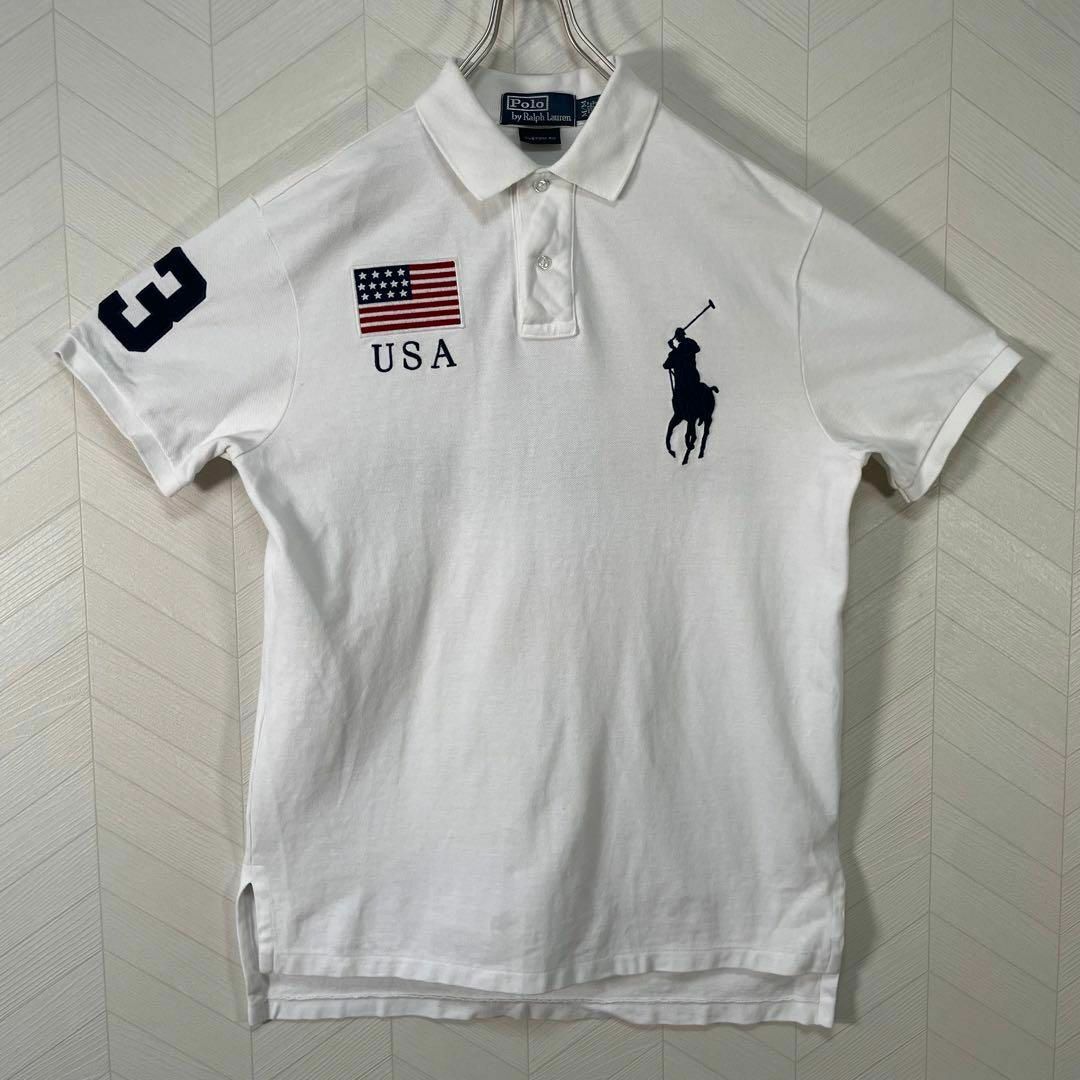 POLO RALPH LAUREN(ポロラルフローレン)のポロラルフローレン ポロシャツ 半袖 両面刺繍ロゴ ビックポニー 星条旗 メンズ メンズのトップス(ポロシャツ)の商品写真