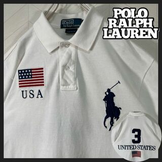 ポロラルフローレン(POLO RALPH LAUREN)のポロラルフローレン ポロシャツ 半袖 両面刺繍ロゴ ビックポニー 星条旗 メンズ(ポロシャツ)