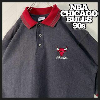 入手困難 90s NBA シカゴブルズ ポロシャツ 半袖 刺繍ロゴ ヴィンテージ(ポロシャツ)