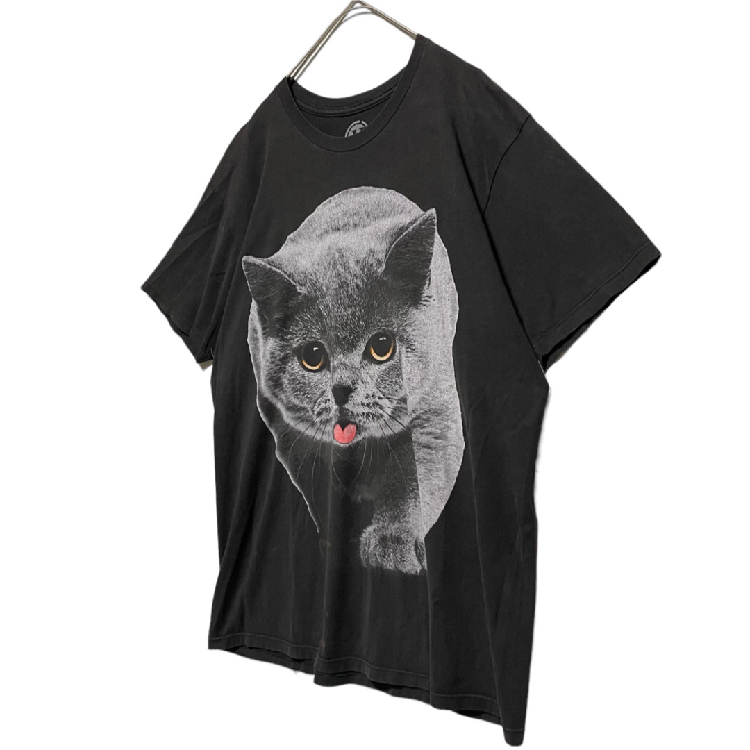 アニマルプリント 古着 メキシコ製 猫 CAT Tシャツ L ブラック メンズのトップス(Tシャツ/カットソー(半袖/袖なし))の商品写真