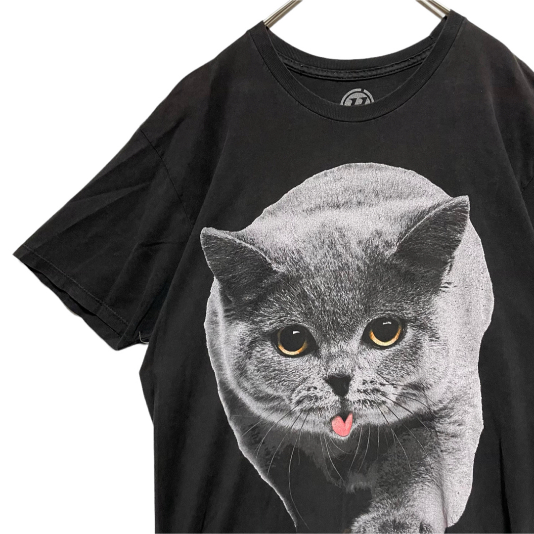 アニマルプリント 古着 メキシコ製 猫 CAT Tシャツ L ブラック メンズのトップス(Tシャツ/カットソー(半袖/袖なし))の商品写真