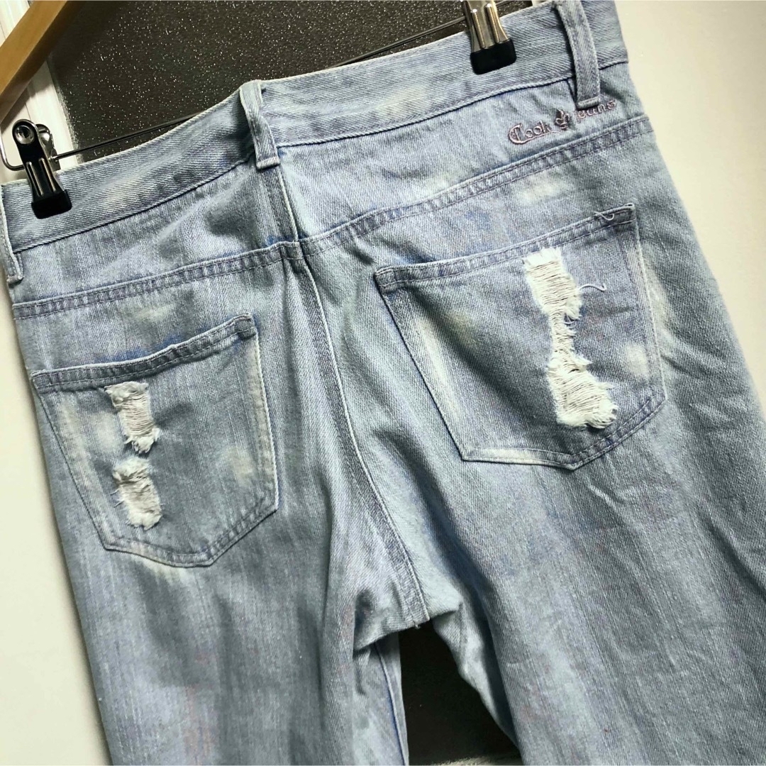 COOKJEANS クックジーンズ ダメージ デニム レディース レディースのパンツ(デニム/ジーンズ)の商品写真