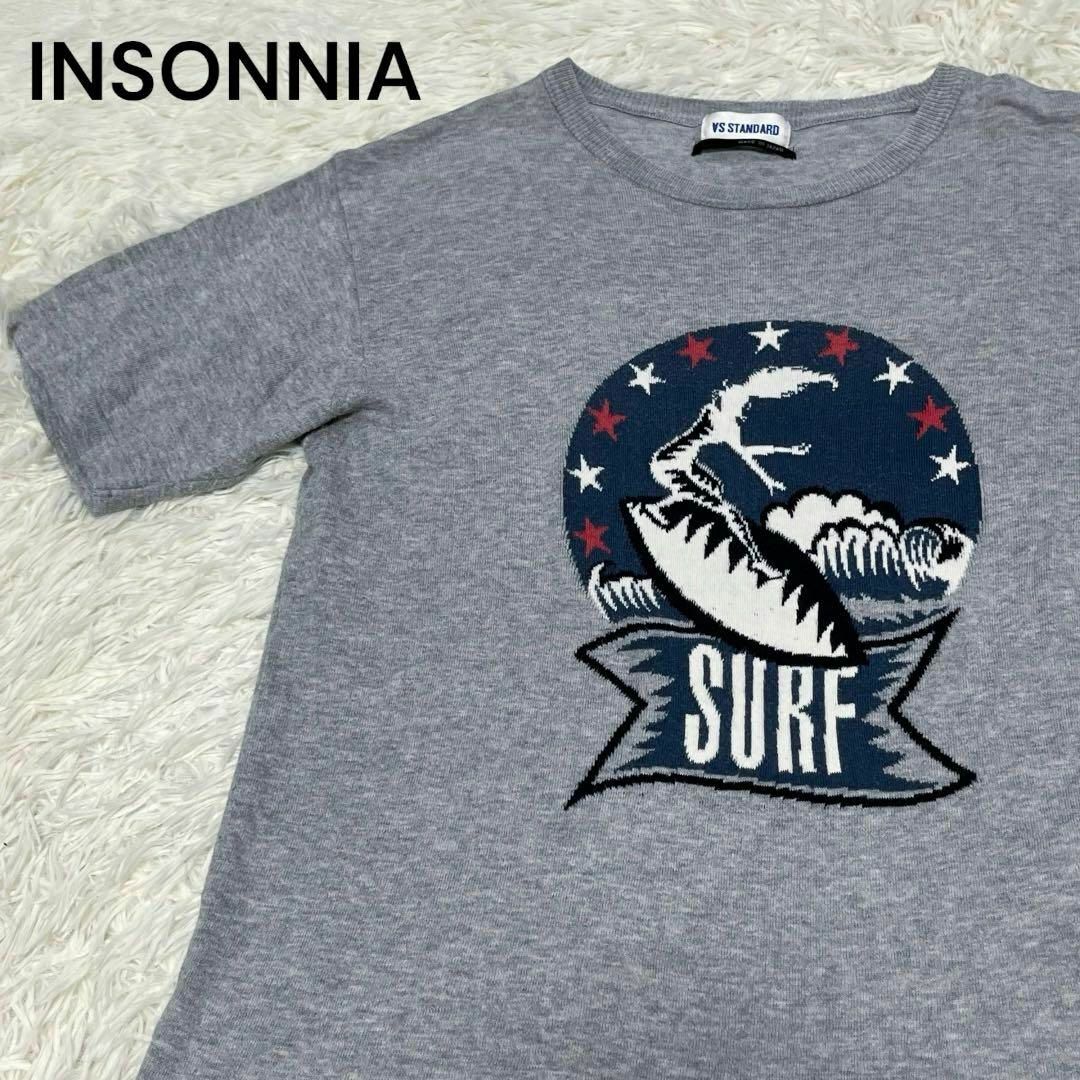 INSONNIA インソニア　サーフ　ニット　Tシャツ　ニットソー　グレー メンズのトップス(Tシャツ/カットソー(半袖/袖なし))の商品写真