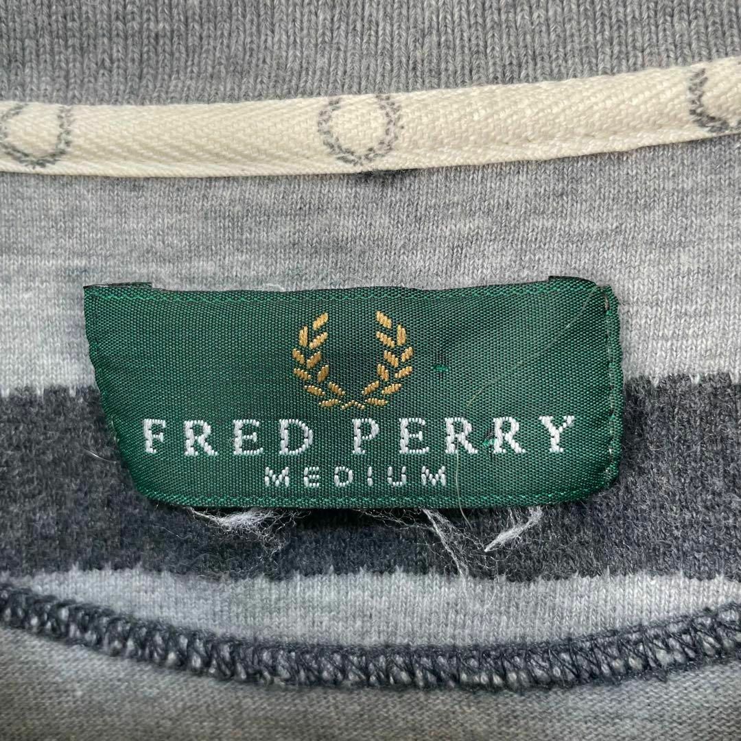 FRED PERRY(フレッドペリー)の希少 90s フレッドペリー ボーダー ポロシャツ 半袖 刺繍ロゴ ヴィンテージ メンズのトップス(ポロシャツ)の商品写真