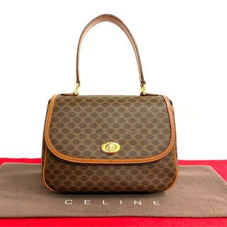 セリーヌ(celine)の極 美品 CELINE セリーヌ ヴィンテージ マカダム ブラゾン トリオンフ ロゴ ターンロック レザー ハンドバッグ ブラウン 05984(ハンドバッグ)