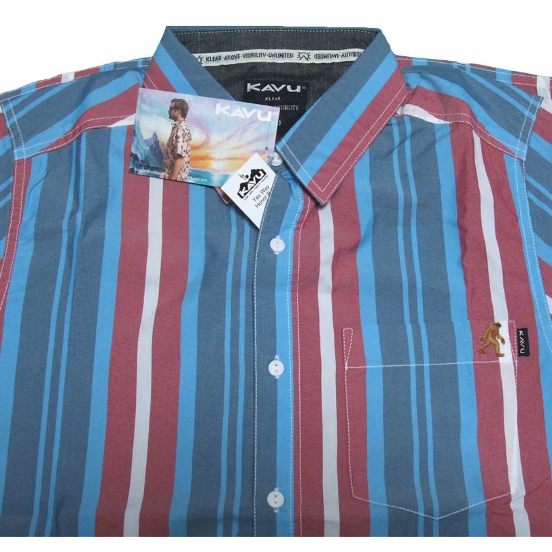 KAVU(カブー)のKavu カブー Yes Way 半袖シャツ Sサイズ ブルー ストライプ メンズのトップス(シャツ)の商品写真