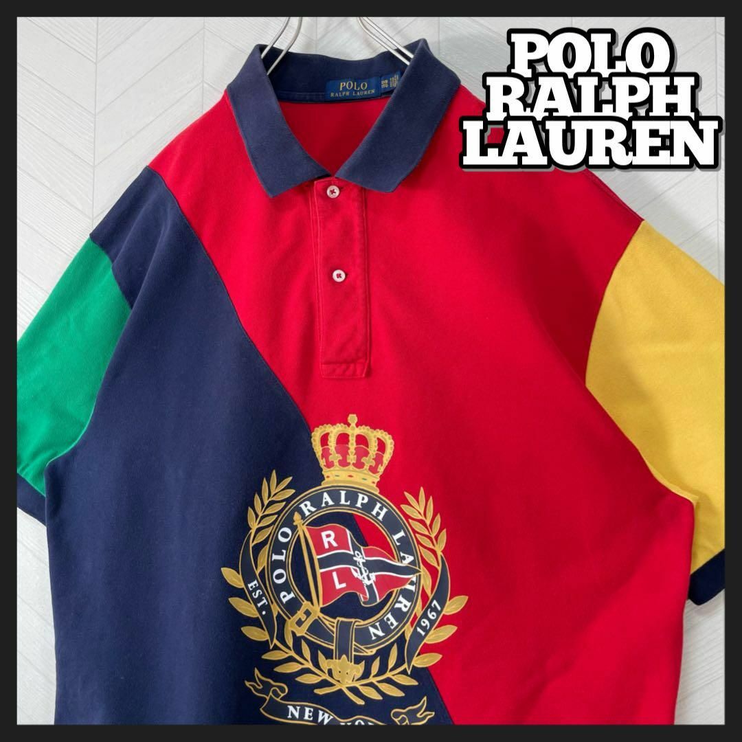 POLO RALPH LAUREN(ポロラルフローレン)のポロ ラルフローレン ポロシャツ 半袖 マルチカラー オーバーサイズ デカロゴ メンズのトップス(ポロシャツ)の商品写真