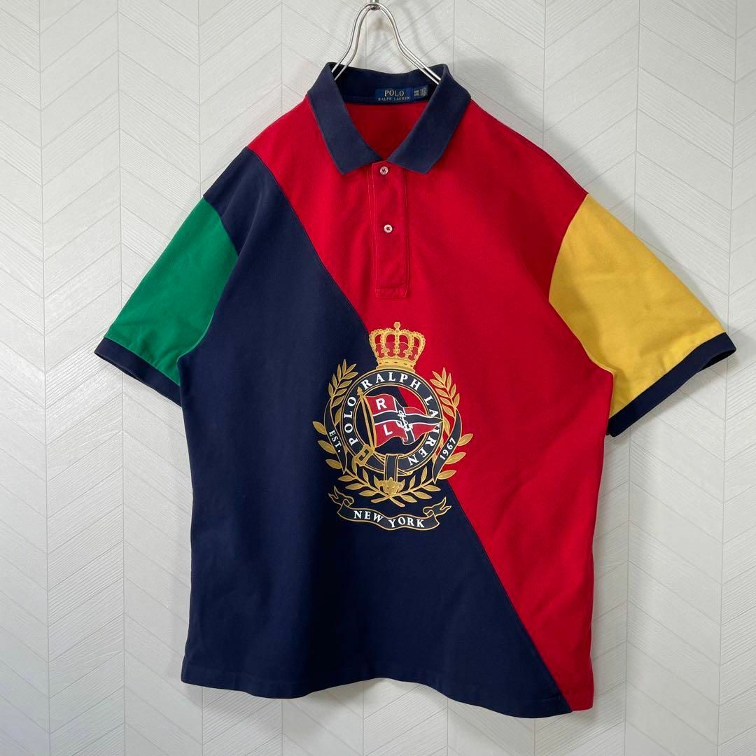 POLO RALPH LAUREN(ポロラルフローレン)のポロ ラルフローレン ポロシャツ 半袖 マルチカラー オーバーサイズ デカロゴ メンズのトップス(ポロシャツ)の商品写真