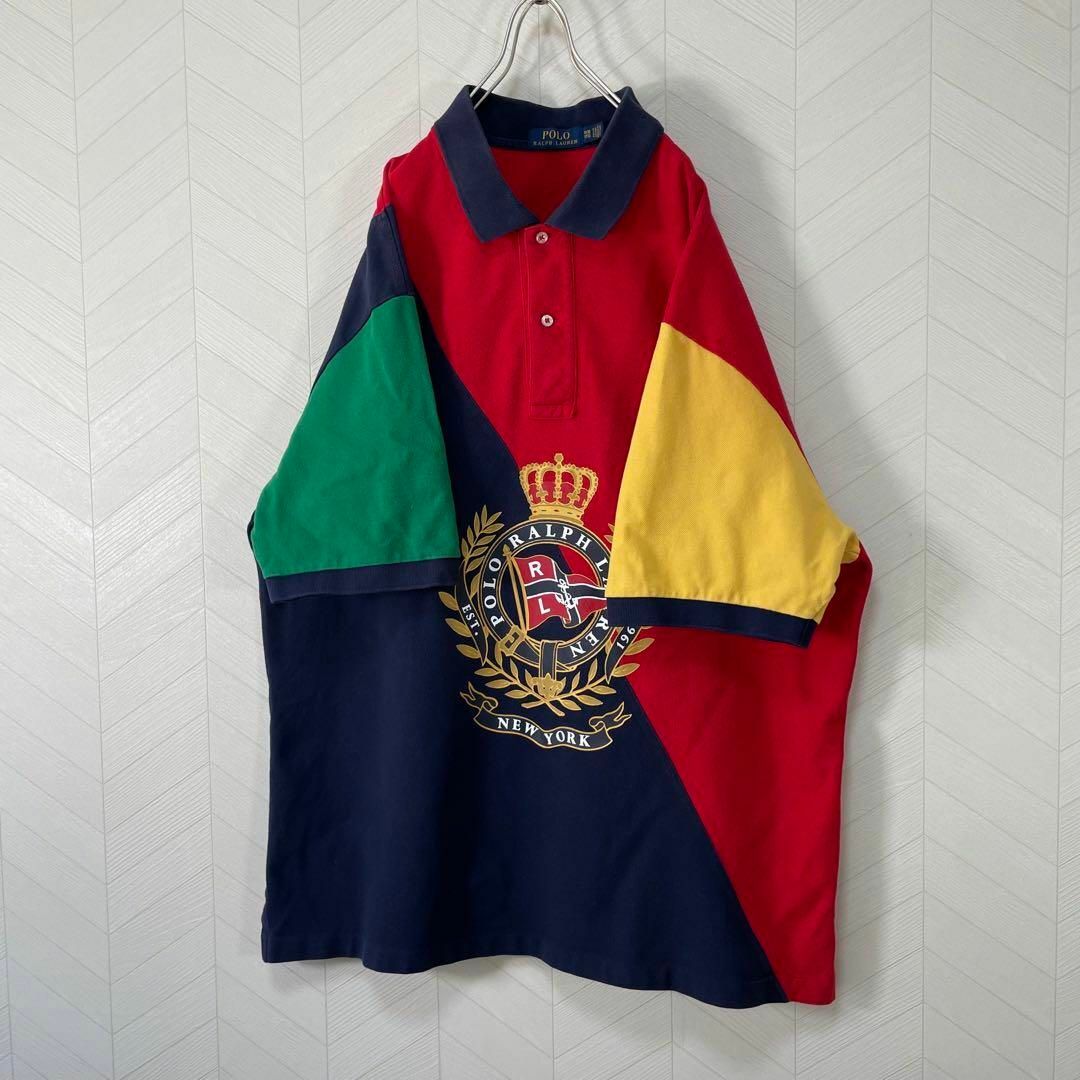 POLO RALPH LAUREN(ポロラルフローレン)のポロ ラルフローレン ポロシャツ 半袖 マルチカラー オーバーサイズ デカロゴ メンズのトップス(ポロシャツ)の商品写真