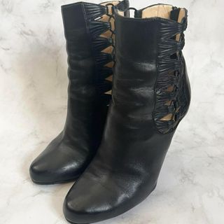 Christian Louboutin - 37.5 クリスチャンルブタン ブーティ ヒール ショートブーツ レザー