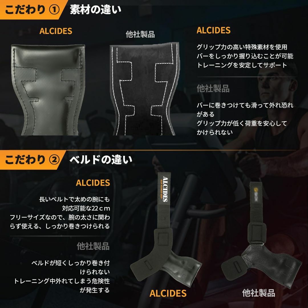 Alcides パワーグリップ【SUP】筋トレ グローブ 握力補助 ラバー/レザ スポーツ/アウトドアのトレーニング/エクササイズ(トレーニング用品)の商品写真