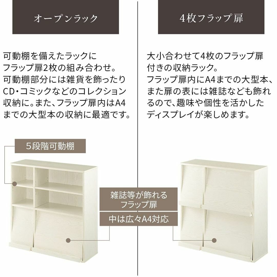 【色: ウォールナット】ぼん家具 棚 ラック 扉付き 絵本ラック 隠す収納 フラ インテリア/住まい/日用品の机/テーブル(その他)の商品写真