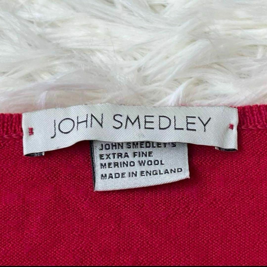 JOHN SMEDLEY(ジョンスメドレー)のJOHN ジョンスメドレー　ピンク　Vネック　ニット　セーター　メリノウール レディースのトップス(ニット/セーター)の商品写真