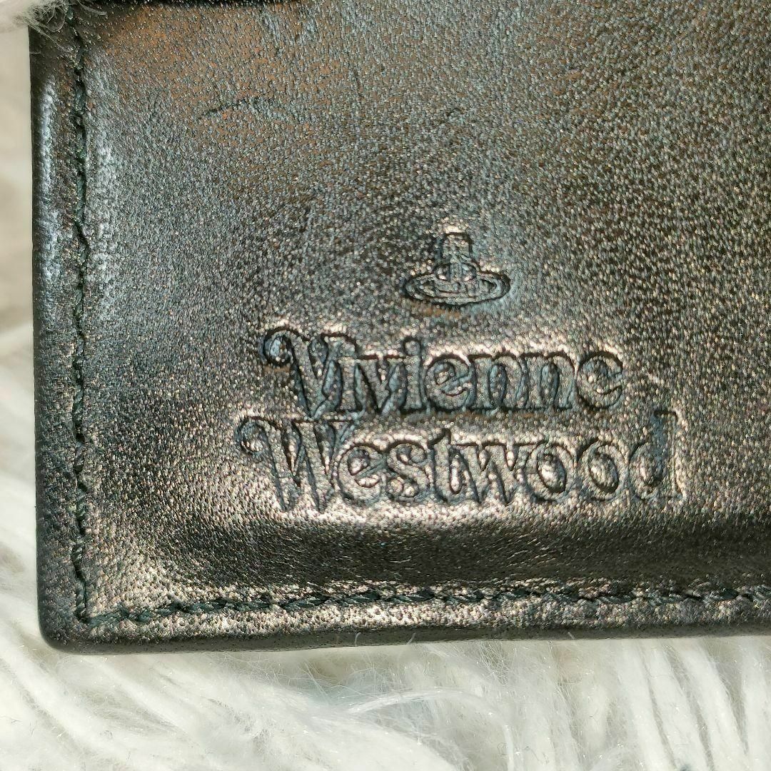 Vivienne Westwood(ヴィヴィアンウエストウッド)のヴィヴィアンウエストウッド 二つ折り財布 がま口 ブラック オーブリピート 総柄 レディースのファッション小物(財布)の商品写真
