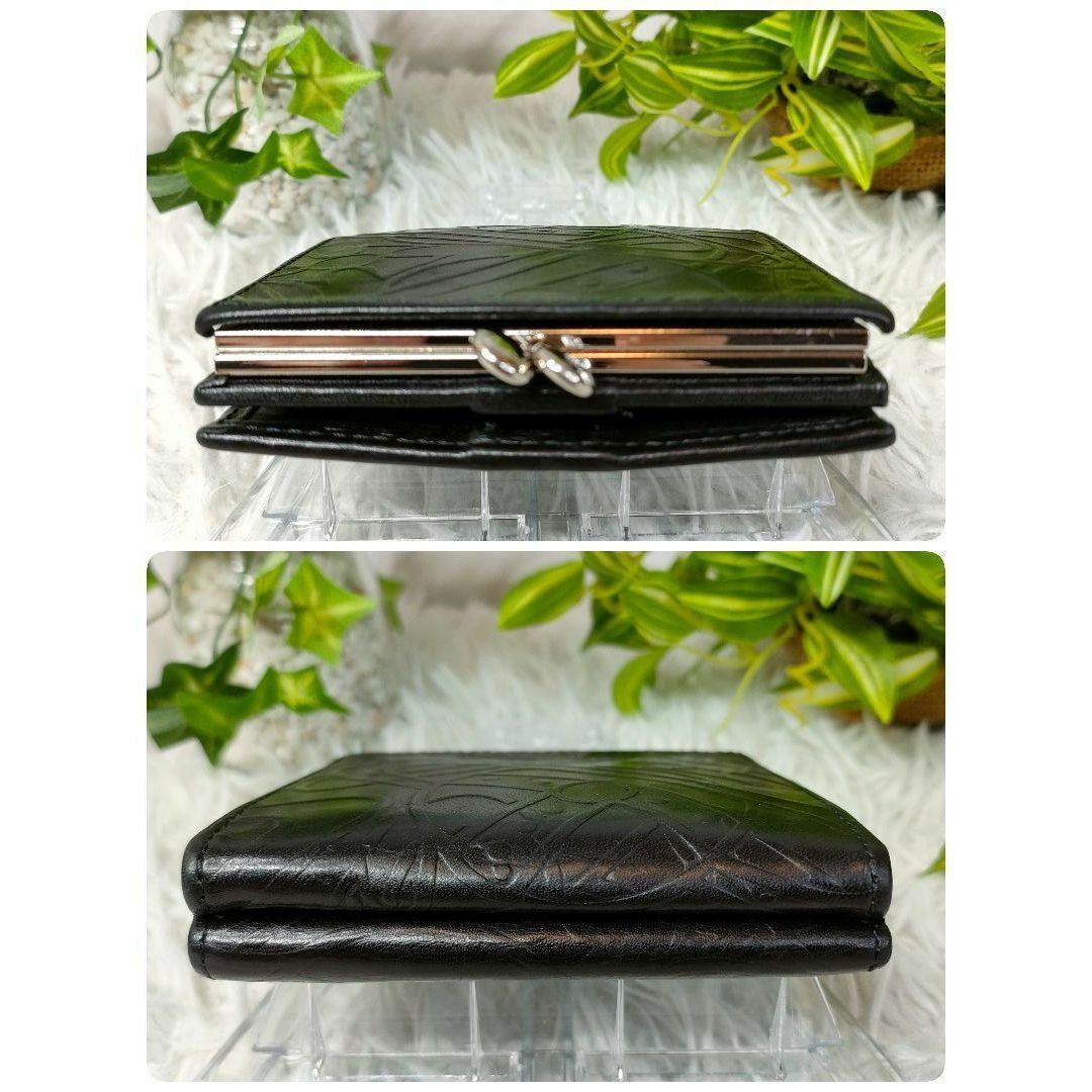 Vivienne Westwood(ヴィヴィアンウエストウッド)のヴィヴィアンウエストウッド 二つ折り財布 がま口 ブラック オーブリピート 総柄 レディースのファッション小物(財布)の商品写真