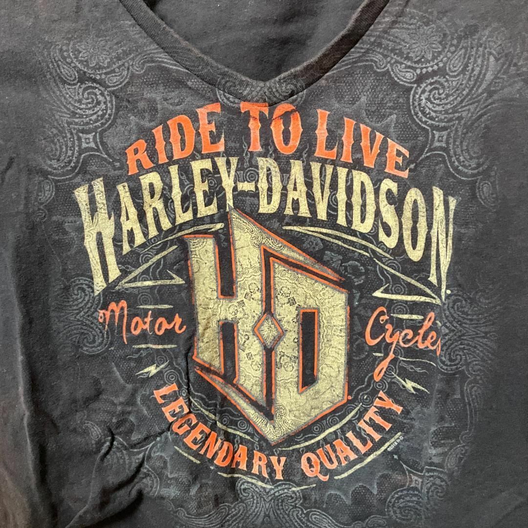 Harley Davidson(ハーレーダビッドソン)の90s 古着 ハーレーダビッドソン Tシャツ XL フロントロゴ トップス レディースのトップス(Tシャツ(半袖/袖なし))の商品写真