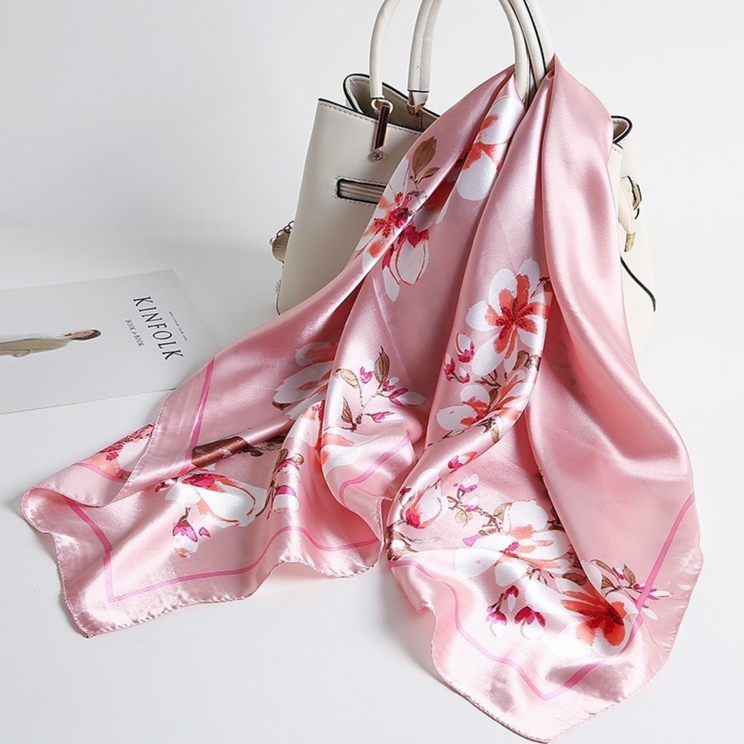 残り僅か♡　スカーフ　紫外線対策　フォーマル　バッグチャーム　ピンク　花柄　上品