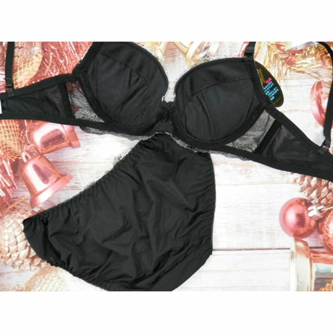 PS30 B70/M ブラ＆ショーツセット 黒系 チュール 花柄刺繍 レディースの下着/アンダーウェア(ブラ&ショーツセット)の商品写真