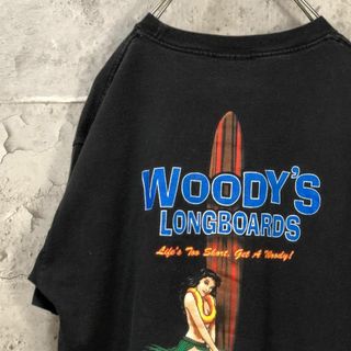 WOODY アロハガール バックプリント サーフボード Tシャツ(Tシャツ/カットソー(半袖/袖なし))