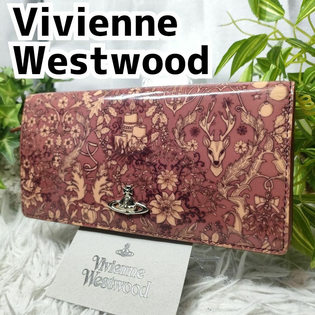 Vivienne Westwood(ヴィヴィアンウエストウッド)のヴィヴィアンウエストウッド 長財布 オーブ 総柄 花柄 ピンク フラワー 鹿 レディースのファッション小物(財布)の商品写真