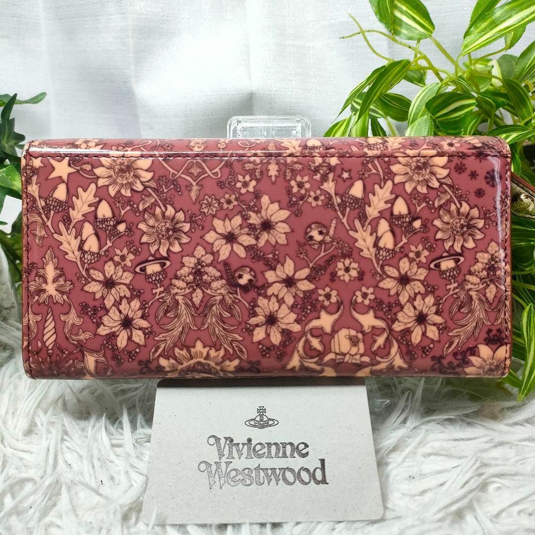 Vivienne Westwood(ヴィヴィアンウエストウッド)のヴィヴィアンウエストウッド 長財布 オーブ 総柄 花柄 ピンク フラワー 鹿 レディースのファッション小物(財布)の商品写真