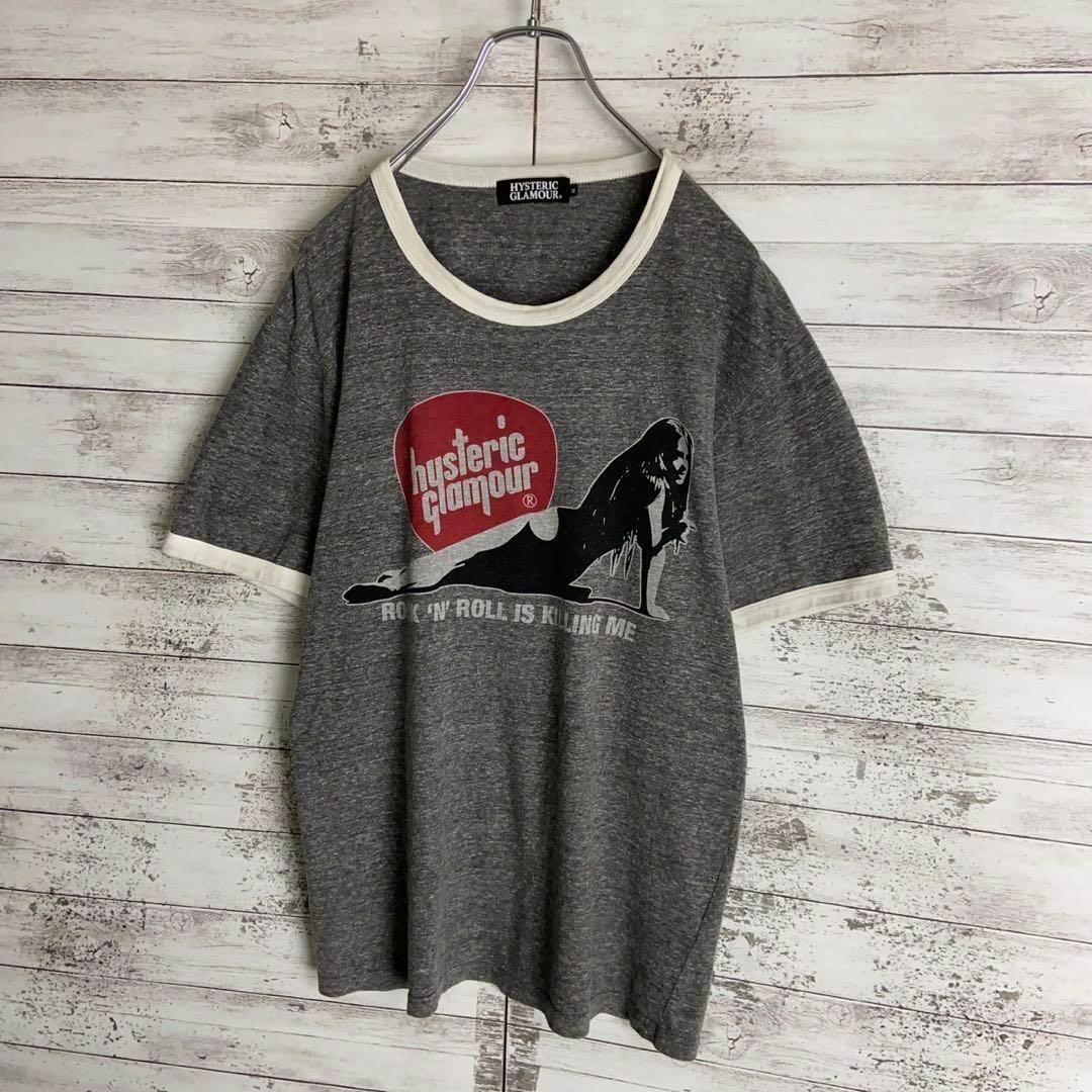 HYSTERIC GLAMOUR(ヒステリックグラマー)の8735【希少デザイン】ヒステリックグラマー☆ヒスガールリンガーtシャツ入手困難 メンズのトップス(Tシャツ/カットソー(半袖/袖なし))の商品写真