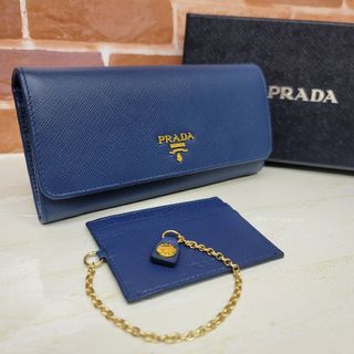 プラダ(PRADA)の美品☆鑑定済☆PRADA サフィアーノ 1MH132ネイビー プラダ財布(財布)