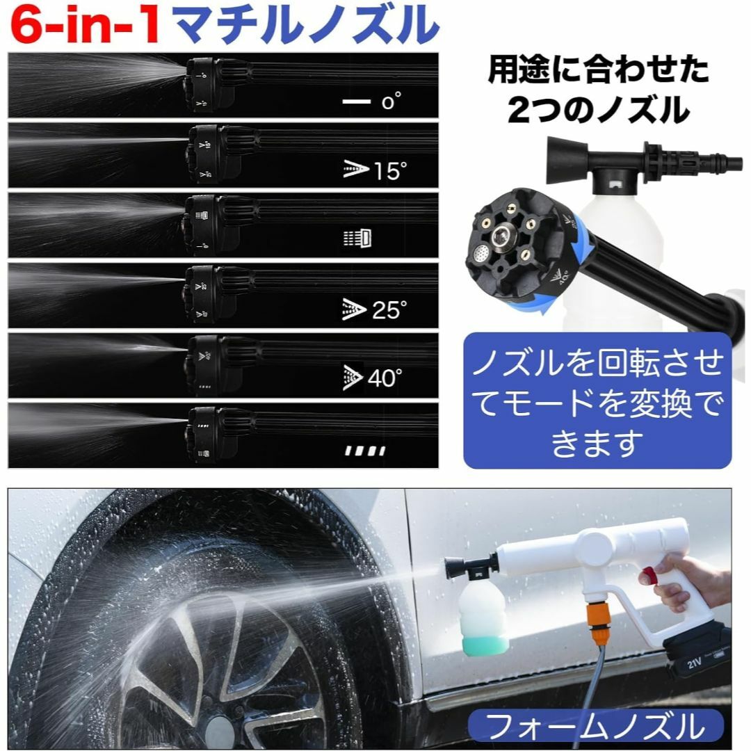 高圧洗浄機 コードレス 充電式 5MPa 10000mAh バッテリー付き 洗車 自動車/バイクの自動車(洗車・リペア用品)の商品写真