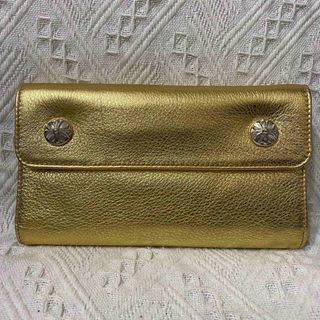 クロムハーツ(Chrome Hearts)のクロムハーツ WAVE CROSS WALLET ゴールド 財布(長財布)