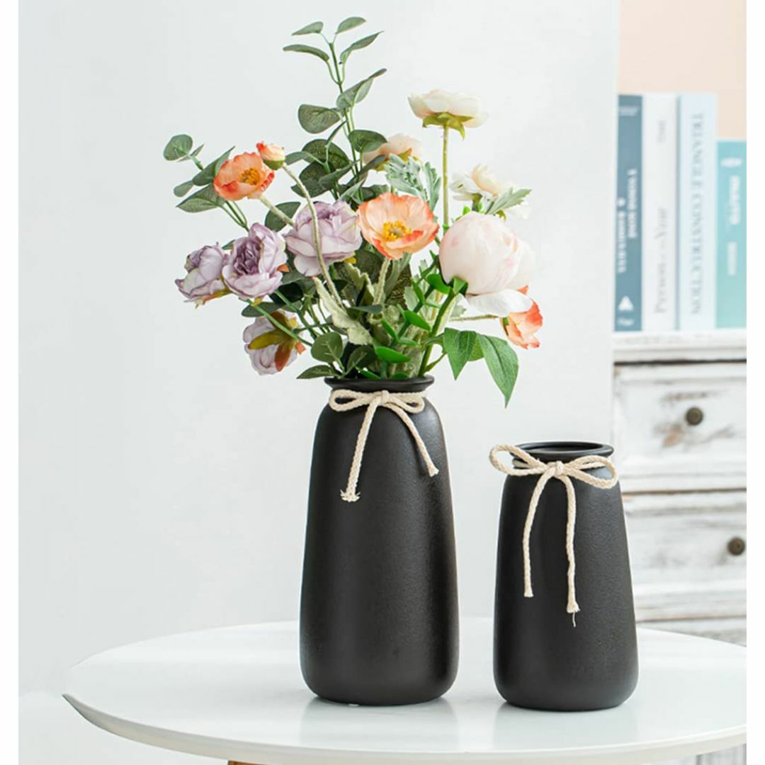 【色: ブラック】オフィス 寝室 花瓶 フラワーベース 陶器 北欧 おしゃれ 大 その他のその他(その他)の商品写真