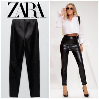 ザラ(ZARA)のZARA ハイウエスト レザー風レギンス(カジュアルパンツ)