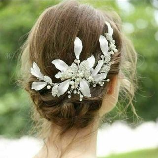 ヘッドドレスシルバーJ ウェディングブライダル ヘアアクセサリー結婚式髪飾り(その他)