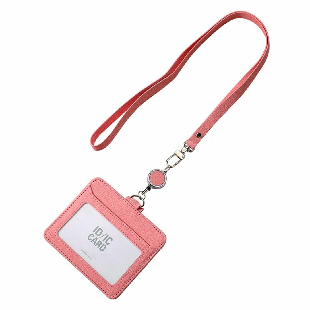 【色: ピンク】IDカードホルダー パスケース リール付き レディース IDケー レディースのバッグ(その他)の商品写真