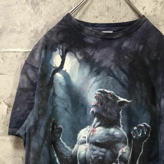 狼男 オオカミ 遠吠え 派手 タイダイ染め Tシャツ(Tシャツ/カットソー(半袖/袖なし))