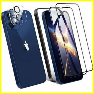 【特価商品】DZHFU【4枚入り】iPhone12 強化ガラスフィルム2枚＋レン(その他)