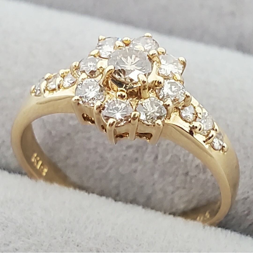 K18 YG ダイヤモンド リング d0.50ct 9号 約2.25g レディースのアクセサリー(リング(指輪))の商品写真