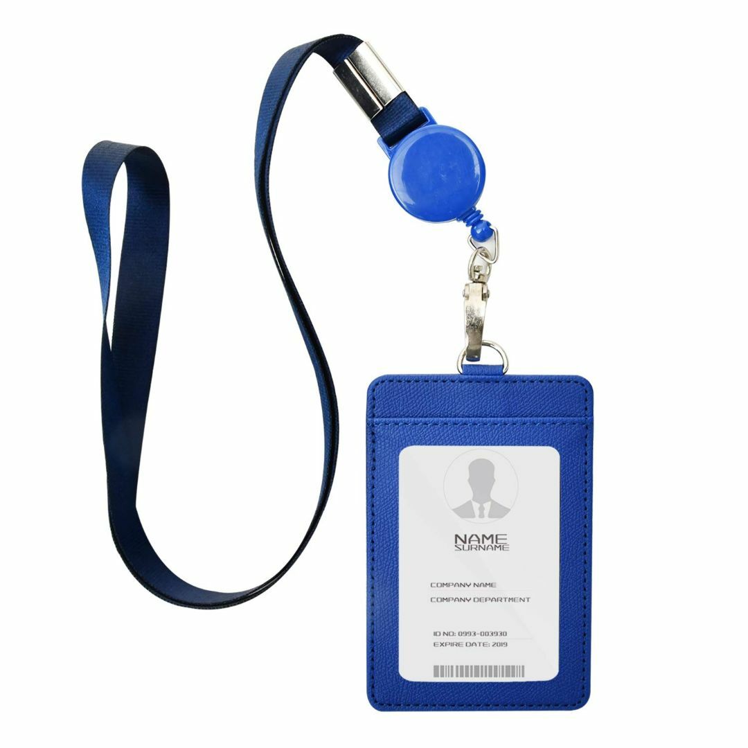 【色: 縦+ブルー】IDカードホルダー ネームホルダー 名札ホルダー PU 横型 メンズのバッグ(その他)の商品写真