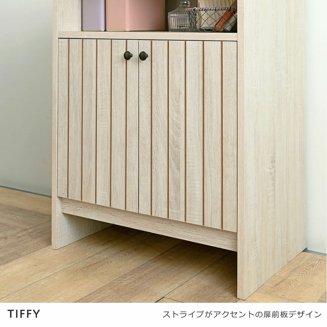 【色: オークホワイト】佐藤産業 TIFFY キャビネット 幅60cm 奥行40 インテリア/住まい/日用品の机/テーブル(その他)の商品写真