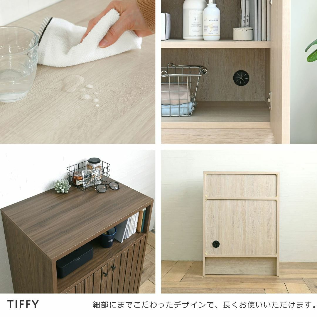 【色: オークホワイト】佐藤産業 TIFFY キャビネット 幅60cm 奥行40 インテリア/住まい/日用品の机/テーブル(その他)の商品写真