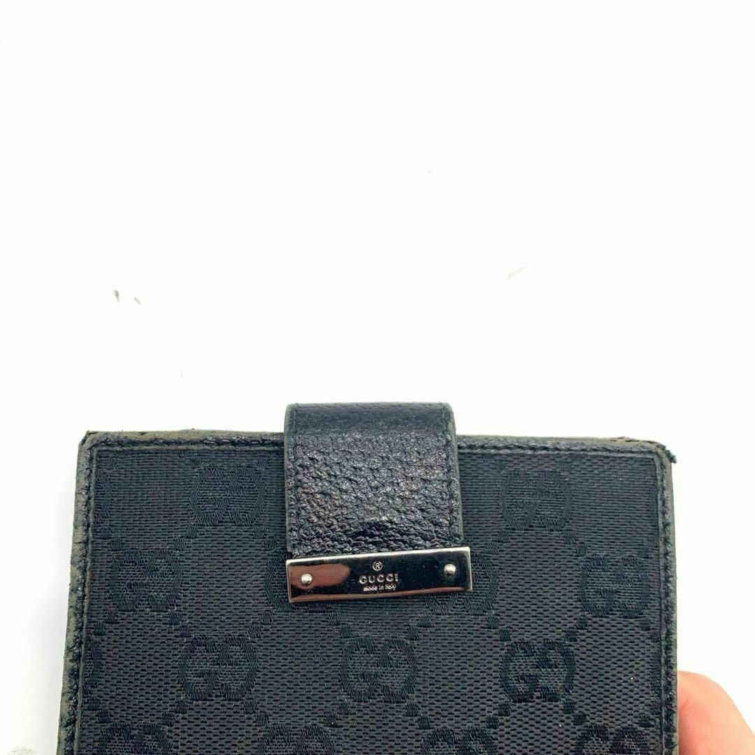 Gucci(グッチ)のグッチ キャンバス レザー 折りたたみ 財布 GG柄 黒 レディースのファッション小物(財布)の商品写真