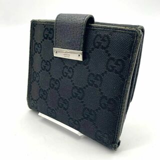 グッチ(Gucci)のグッチ キャンバス レザー 折りたたみ 財布 GG柄 黒(財布)